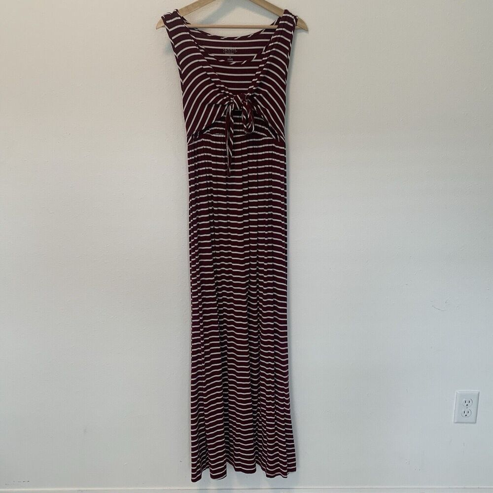 Isabel Maternity Red And White Stripe Maxi Dress Size M